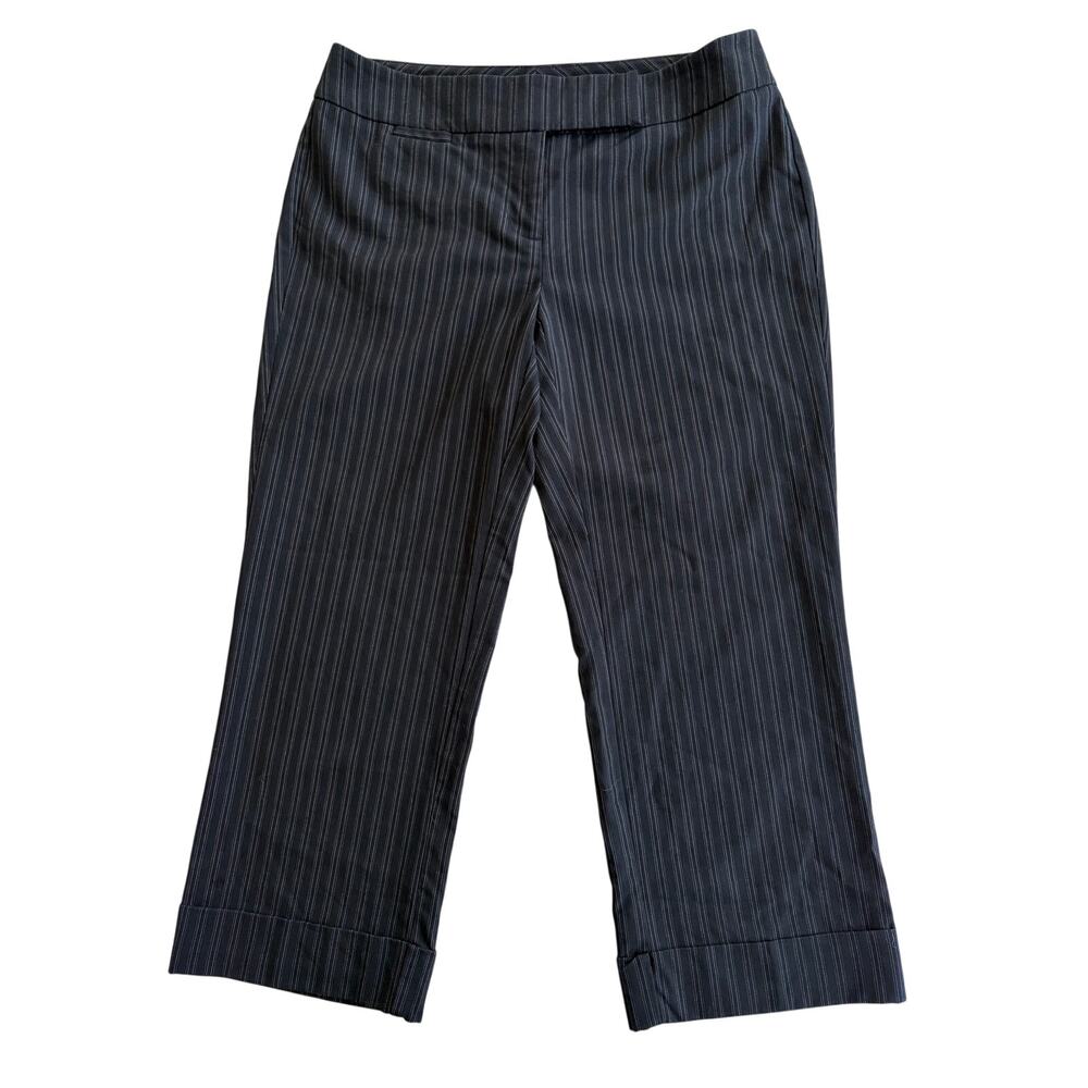 vintage y2k new york & company black pinstripe capri pants size 2 office siren